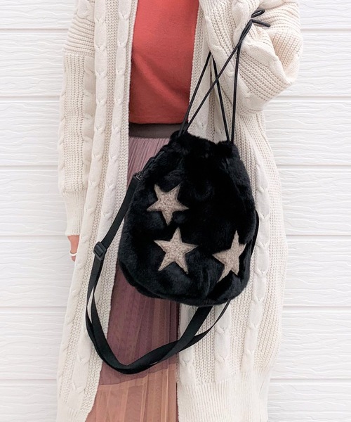 CONTROL FREAK / CTFK（コントロールフリーク）の「スターバケットバッグ（ショルダーバッグ・レディース・ブラック/ベージュ・ONE SIZE）」の2枚目の写真