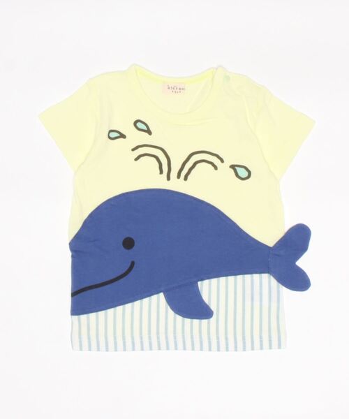 kids zoo(キッズズー)の「天竺柄込みTシャツ(Tシャツ/カットソー・キッズ・オレンジ/ホワイト/グリーン/ブルー・90/80)」の4枚目の写真