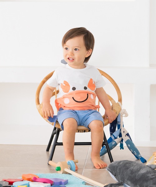 kids zoo(キッズズー)の「天竺柄込みTシャツ(Tシャツ/カットソー・キッズ・オレンジ/ホワイト/グリーン/ブルー・90/80)」の9枚目の写真