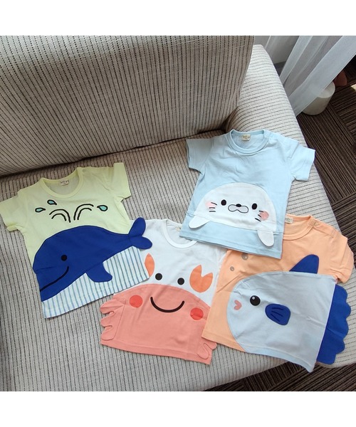 kids zoo(キッズズー)の「天竺柄込みTシャツ(Tシャツ/カットソー・キッズ・オレンジ/ホワイト/グリーン/ブルー・90/80)」の10枚目の写真