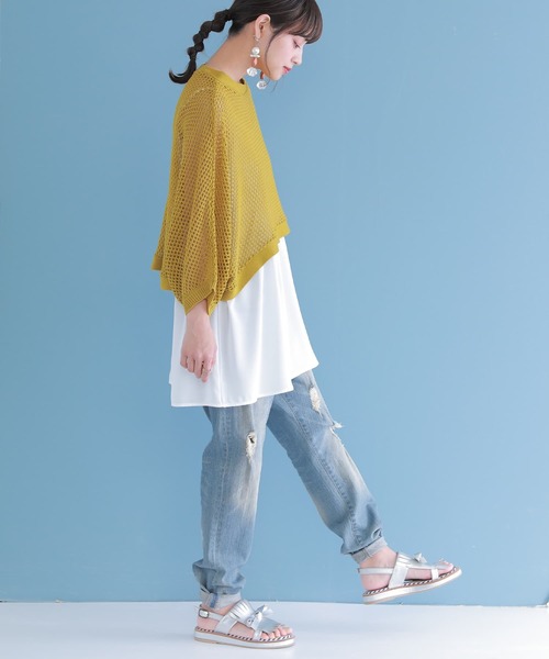 n'OrLABEL（ノアールレーベル）の「【廃盤】『メッシュ編み2wayニット』（ニット/セーター・レディース・ナチュラル/チャコール/イエロー/グレイッシュブルー・FREE）」の10枚目の写真