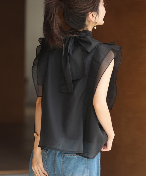 SAISON DE PAPILLON（セゾンドパピヨン）の「ノースリーブブラウス（シャツ/ブラウス・レディース・ブラック/アイボリー/コーラル/パープル/ネイビー・S/M/L）」の19枚目の写真