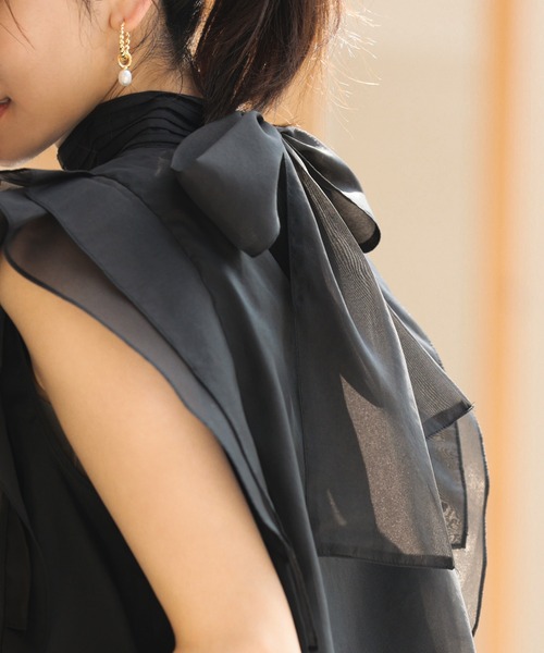 SAISON DE PAPILLON（セゾンドパピヨン）の「ノースリーブブラウス（シャツ/ブラウス・レディース・ブラック/アイボリー/コーラル/パープル/ネイビー・S/M/L）」の20枚目の写真