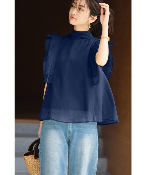 SAISON DE PAPILLON（セゾンドパピヨン）の「ノースリーブブラウス（シャツ/ブラウス・レディース・ブラック/アイボリー/コーラル/パープル/ネイビー・S/M/L）」の9枚目の写真