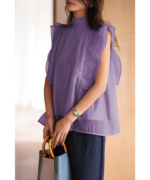 SAISON DE PAPILLON（セゾンドパピヨン）の「ノースリーブブラウス（シャツ/ブラウス・レディース・ブラック/アイボリー/コーラル/パープル/ネイビー・S/M/L）」の10枚目の写真