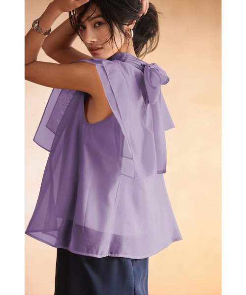 SAISON DE PAPILLON（セゾンドパピヨン）の「ノースリーブブラウス（シャツ/ブラウス・レディース・ブラック/アイボリー/コーラル/パープル/ネイビー・S/M/L）」の11枚目の写真