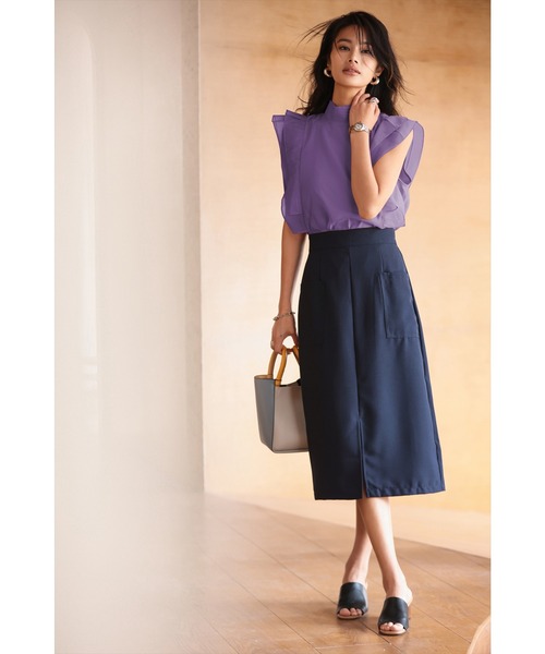 SAISON DE PAPILLON（セゾンドパピヨン）の「ノースリーブブラウス（シャツ/ブラウス・レディース・ブラック/アイボリー/コーラル/パープル/ネイビー・S/M/L）」の12枚目の写真