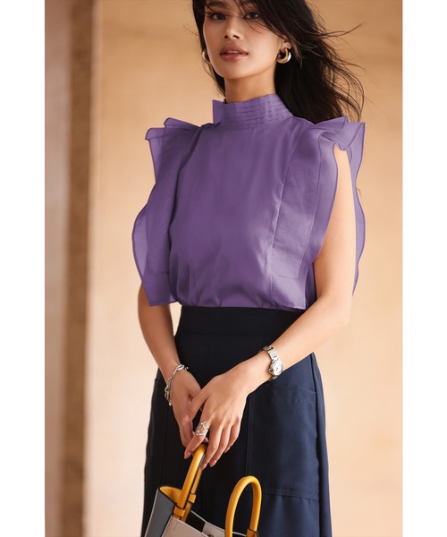 SAISON DE PAPILLON（セゾンドパピヨン）の「ノースリーブブラウス（シャツ/ブラウス・レディース・ブラック/アイボリー/コーラル/パープル/ネイビー・S/M/L）」の14枚目の写真