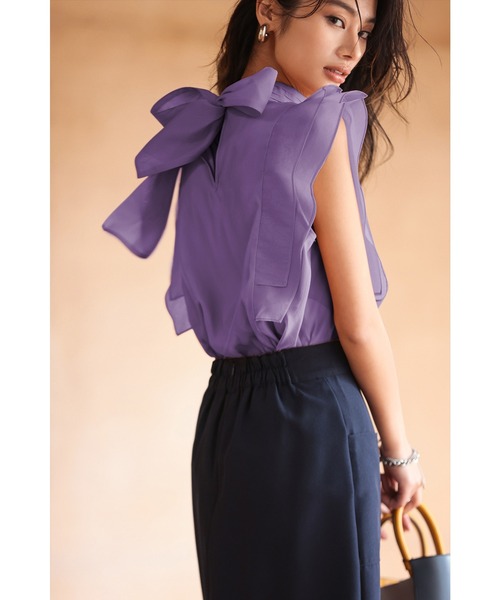 SAISON DE PAPILLON（セゾンドパピヨン）の「ノースリーブブラウス（シャツ/ブラウス・レディース・ブラック/アイボリー/コーラル/パープル/ネイビー・S/M/L）」の15枚目の写真