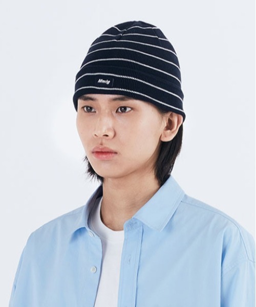87mm（87mm）の「【87MM / Mmlg】FINE STRIPE KNITCAP /  パルチムエムエム Mmlg ファイン ストライプ ニットキャップ（ニットキャップ/ビーニー・レディース・ネイビー/オレンジ/ブルー/アイボリー・FREE）」の11枚目の写真