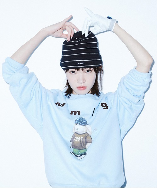 87mm（87mm）の「【87MM / Mmlg】FINE STRIPE KNITCAP /  パルチムエムエム Mmlg ファイン ストライプ ニットキャップ（ニットキャップ/ビーニー・レディース・ネイビー/オレンジ/ブルー/アイボリー・FREE）」の18枚目の写真