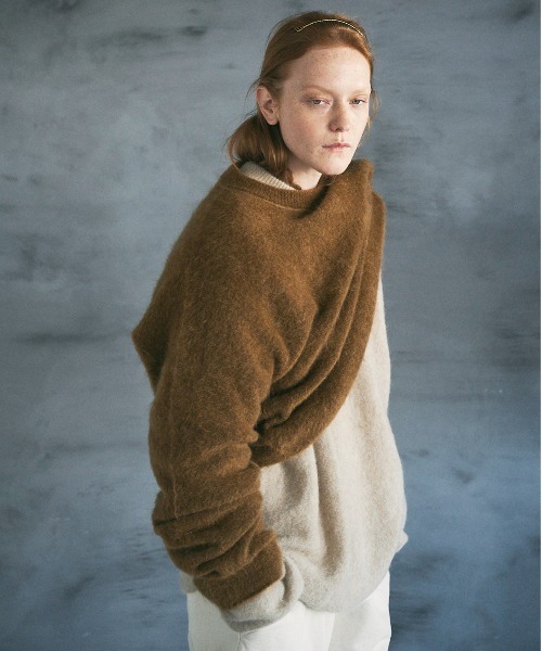 UNFIL（アンフィル）の「unfil アンフィル / stretch superkid mohair sweater ストレッチ スーパーキッドモヘア セーター ニット / WWFL-UU007（ニット/セーター・メンズ・ベージュ/ネイビー/ブラウン・4/5）」の10枚目の写真