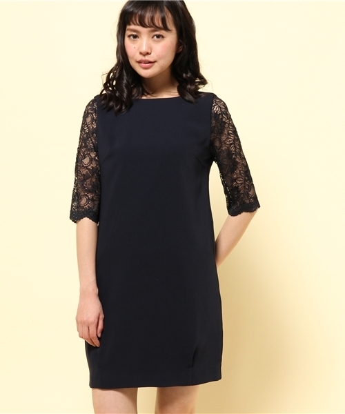 LIMITLESS LUXURY（リミットレスラグジュアリー）の「ソデレースワンピース。（ワンピース・レディース・ピンク/ホワイト/ネイビー・38/36）」の2枚目の写真