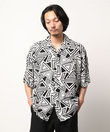 【ATELANE】トライアングル柄ショートスリーブオープンシャツ/メンズ