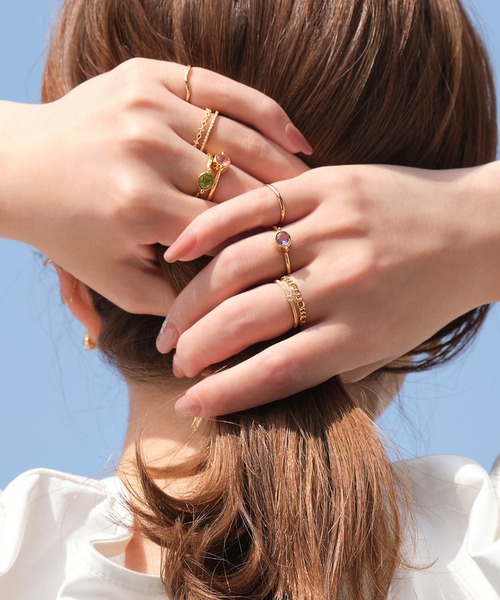 Phoebe（フィービィー）の「ライズストーンアップリング　ピンク/天然石（リング・レディース・パープル/ピンク/グリーン・#11）」の6枚目の写真