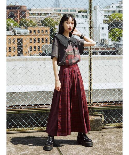 jouetie（ジュエティ）の「ドッキングプリーツマキシスカート（スカート・レディース・ブラック/パープル/レッド・MEDIUM）」の9枚目の写真