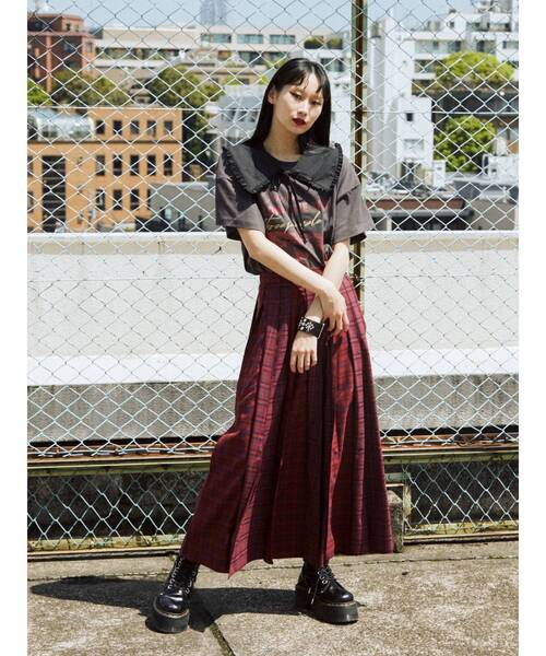 jouetie（ジュエティ）の「ドッキングプリーツマキシスカート（スカート・レディース・ブラック/パープル/レッド・MEDIUM）」の5枚目の写真