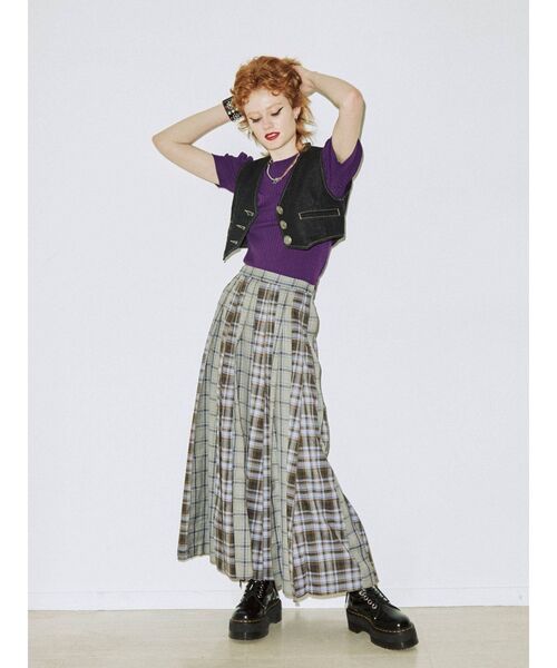 jouetie（ジュエティ）の「ドッキングプリーツマキシスカート（スカート・レディース・ブラック/パープル/レッド・MEDIUM）」の12枚目の写真