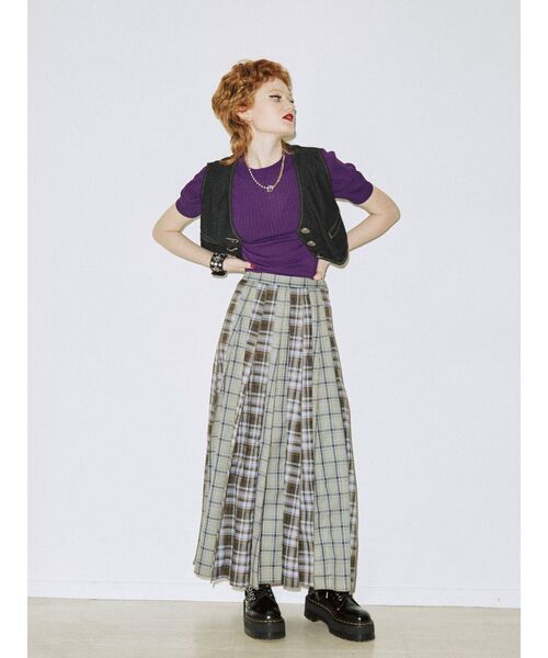 jouetie（ジュエティ）の「ドッキングプリーツマキシスカート（スカート・レディース・ブラック/パープル/レッド・MEDIUM）」の6枚目の写真