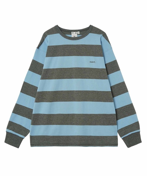 X-girl（エックスガール）の「STRIPED L/S BIG TEE（Tシャツ/カットソー・レディース・ライトブルー/オリーブ/アッシュ・S/M）」の19枚目の写真