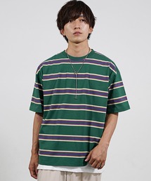 MinoriTY | 【MinoriTY】マルチボーダービッグTシャツ 半袖 ビッグシルエット オーバーサイズ コットン メンズ 夏服 秋服 インナー(Tシャツ/カットソー)