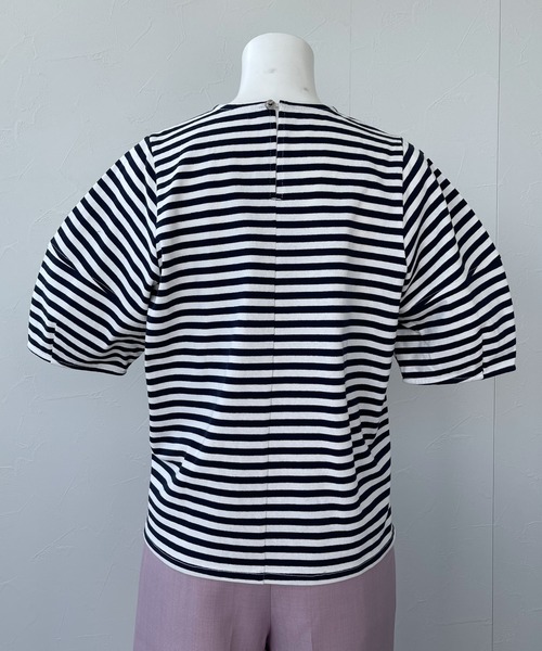ReNorm(リノーム)の「ボリュームスリーブカットプルオーバー(Tシャツ/カットソー・レディース・ホワイト/ブラック/ネイビー×ホワイト・フリー)」の9枚目の写真