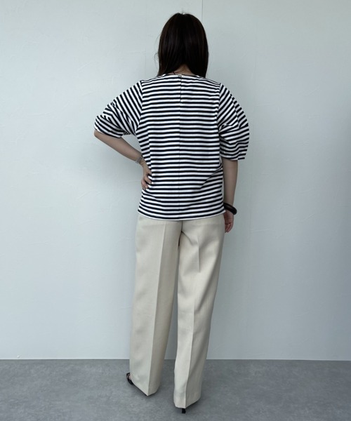 ReNorm(リノーム)の「ボリュームスリーブカットプルオーバー(Tシャツ/カットソー・レディース・ホワイト/ブラック/ネイビー×ホワイト・フリー)」の11枚目の写真