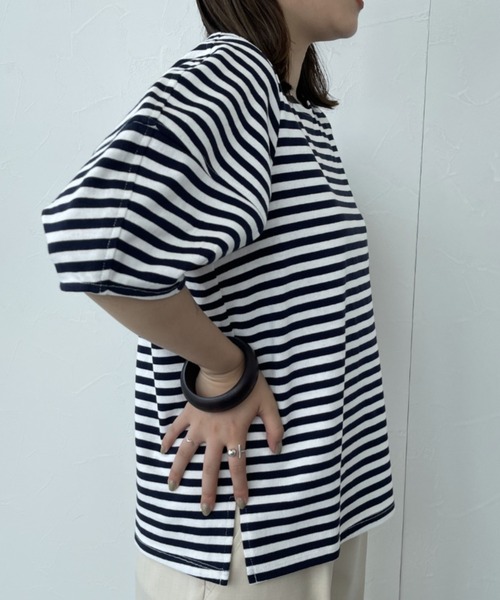 ReNorm(リノーム)の「ボリュームスリーブカットプルオーバー(Tシャツ/カットソー・レディース・ホワイト/ブラック/ネイビー×ホワイト・フリー)」の14枚目の写真