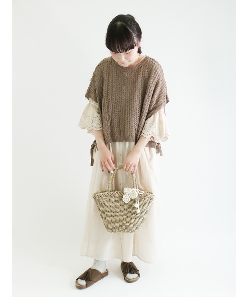 Samansa Mos2（サマンサ モスモス）の「袖口レースワンピース（ワンピース・レディース・チャコール/オフホワイト/キナリ/ボルドー・ﾌﾘ-）」の12枚目の写真