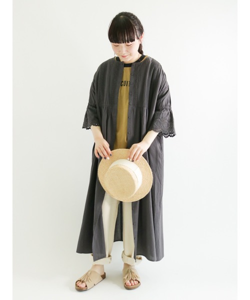 Samansa Mos2（サマンサ モスモス）の「袖口レースワンピース（ワンピース・レディース・チャコール/オフホワイト/キナリ/ボルドー・ﾌﾘ-）」の8枚目の写真