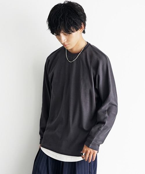MinoriTY(マイノリティ)の「【MinoriTY】プレミアムコットンボックスシルエット半袖Tシャツ メンズ(Tシャツ/カットソー・メンズ・ブラック/オフホワイト/グレイッシュベージュ/キナリ/チャコールグレー/ホワイト/ブルー/ライトカーキ/スミクロ/ベージュ系1/ブラック系1/ホワイト系1/カーキ系1/ブラック系2・M/L/S)」の7枚目の写真