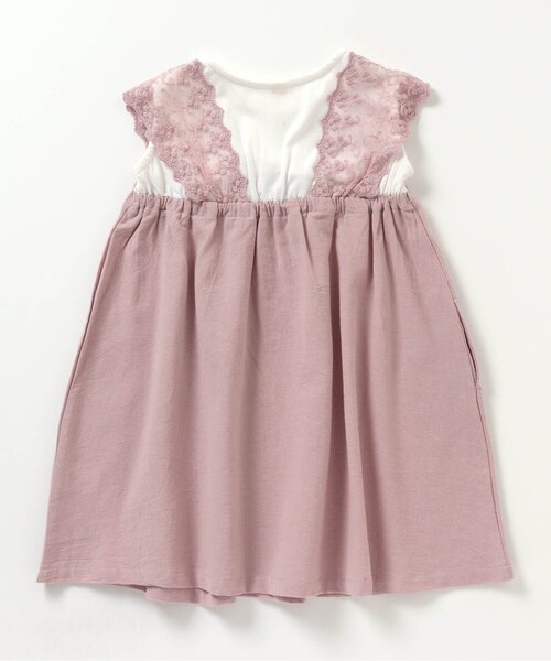 セール】レース切替ドッキングワンピース（ワンピース）｜apres les