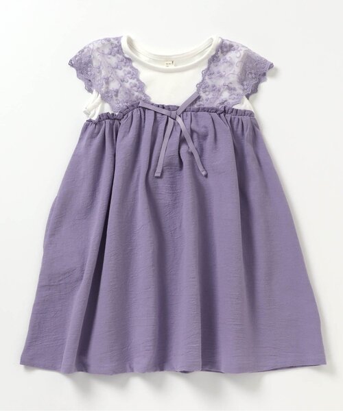 セール】レース切替ドッキングワンピース（ワンピース）｜apres les