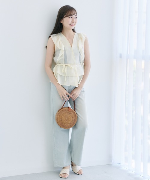 Lamoa（ラモア）の「Lamoa/フリル ボリューム ノースリーブ ブラウス（シャツ/ブラウス・レディース・ホワイト/ブラック/ブルー/アイボリー・FREE）」の14枚目の写真