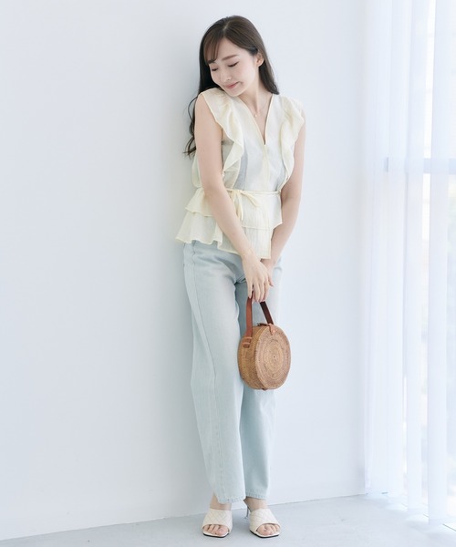 Lamoa（ラモア）の「Lamoa/フリル ボリューム ノースリーブ ブラウス（シャツ/ブラウス・レディース・ホワイト/ブラック/ブルー/アイボリー・FREE）」の15枚目の写真