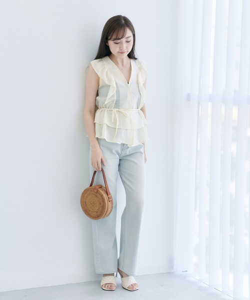 Lamoa（ラモア）の「Lamoa/フリル ボリューム ノースリーブ ブラウス（シャツ/ブラウス・レディース・ホワイト/ブラック/ブルー/アイボリー・FREE）」の17枚目の写真