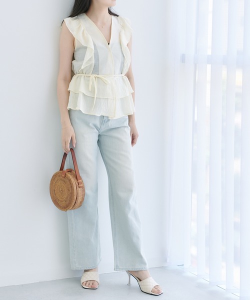 Lamoa（ラモア）の「Lamoa/フリル ボリューム ノースリーブ ブラウス（シャツ/ブラウス・レディース・ホワイト/ブラック/ブルー/アイボリー・FREE）」の13枚目の写真