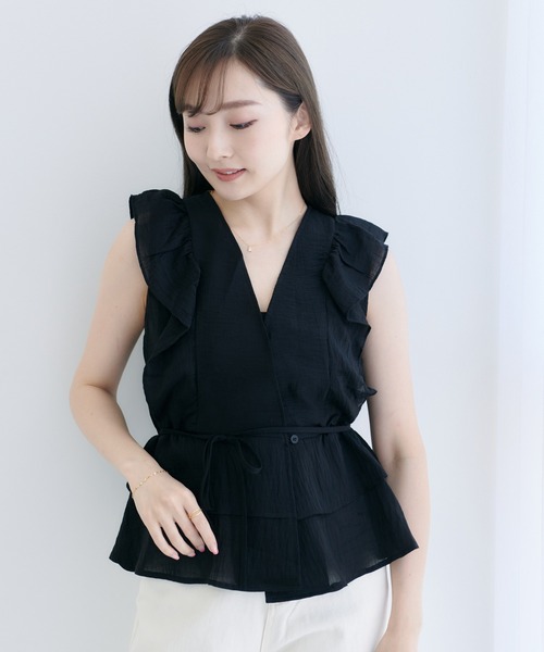 Lamoa（ラモア）の「Lamoa/フリル ボリューム ノースリーブ ブラウス（シャツ/ブラウス・レディース・ホワイト/ブラック/ブルー/アイボリー・FREE）」の22枚目の写真