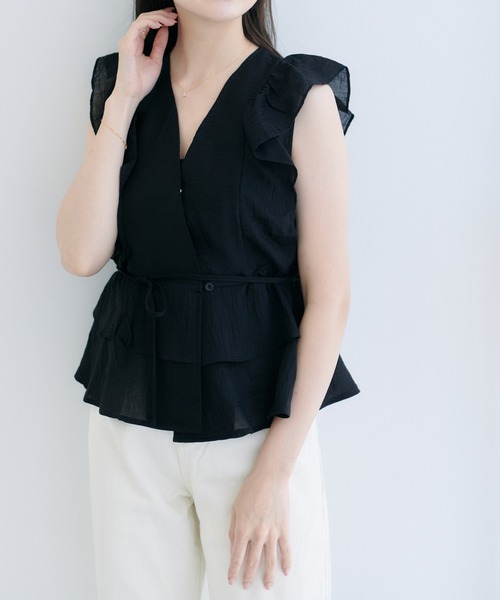 Lamoa（ラモア）の「Lamoa/フリル ボリューム ノースリーブ ブラウス（シャツ/ブラウス・レディース・ホワイト/ブラック/ブルー/アイボリー・FREE）」の18枚目の写真