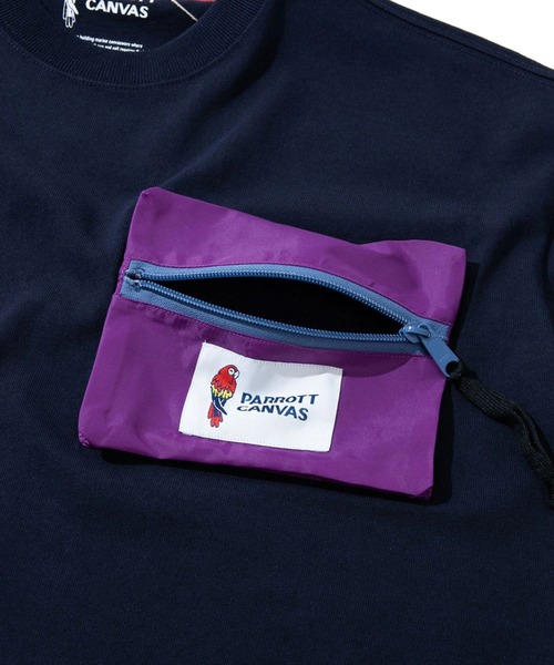 PARROTT CANVAS（パロットキャンバス）の「PARROTT CANVAS/パロットキャンバス　Xtra Heavy Zip Pocket Tee【GSC別注】（Tシャツ/カットソー・メンズ・ネイビー/ナチュラル・MEDIUM/LARGE/X-LARGE）」の3枚目の写真