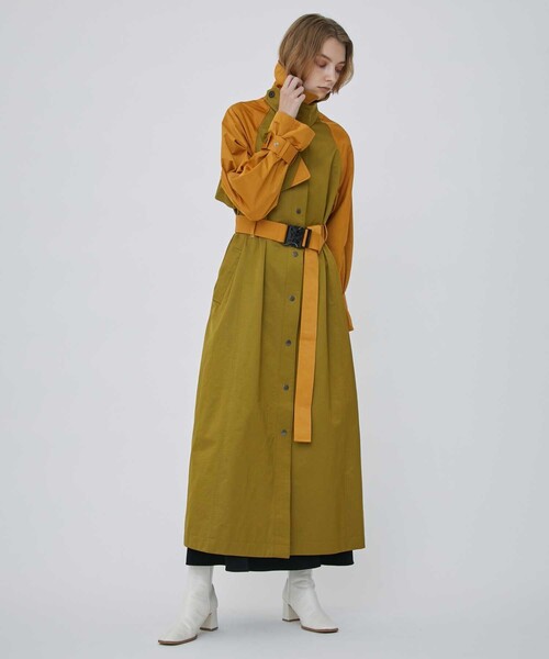 CITY TOKYO（シティトウキョウ）の「バイカラーロングコート（ステンカラーコート・レディース・カーキ/ブルー・1/2）」の3枚目の写真
