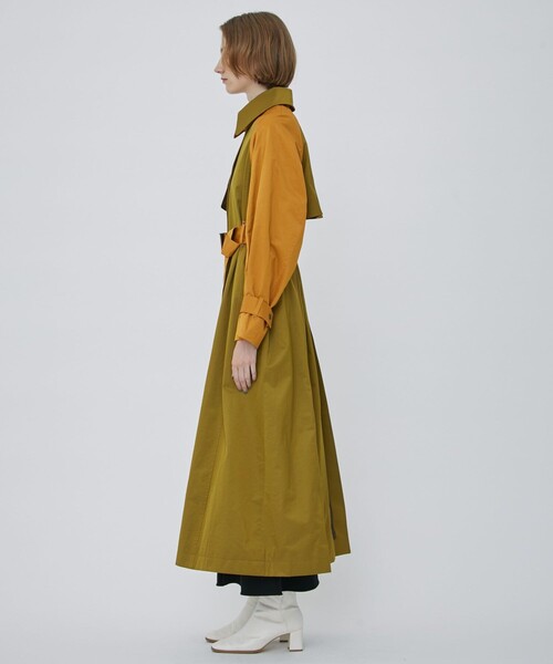 CITY TOKYO（シティトウキョウ）の「バイカラーロングコート（ステンカラーコート・レディース・カーキ/ブルー・1/2）」の5枚目の写真