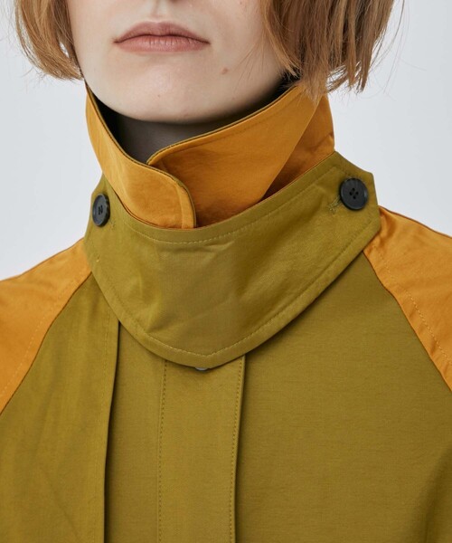 CITY TOKYO（シティトウキョウ）の「バイカラーロングコート（ステンカラーコート・レディース・カーキ/ブルー・1/2）」の8枚目の写真