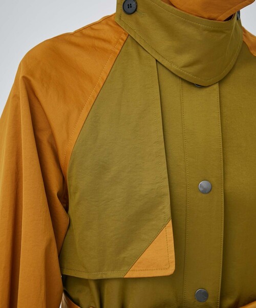 CITY TOKYO（シティトウキョウ）の「バイカラーロングコート（ステンカラーコート・レディース・カーキ/ブルー・1/2）」の9枚目の写真