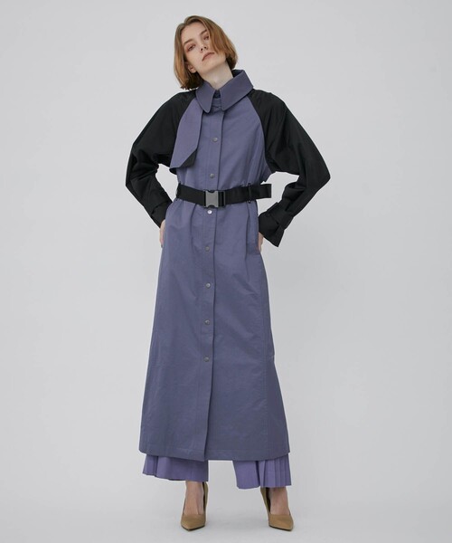 CITY TOKYO（シティトウキョウ）の「バイカラーロングコート（ステンカラーコート・レディース・カーキ/ブルー・1/2）」の17枚目の写真