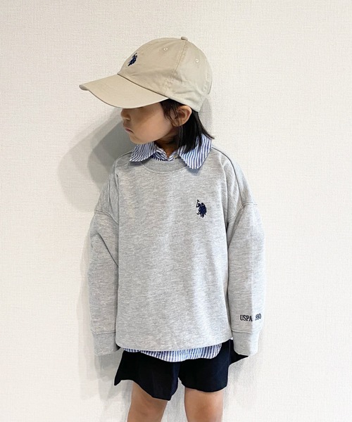 U.S. POLO ASSN.（ユーエスポロアッスン）の「【KIDS】【U.S. POLO ASSN/ユーエスポロアッスン】ワンポイント刺繍クルーネックスウェット（スウェット・キッズ・ネイビー/グレー・100/150/140/120）」の2枚目の写真