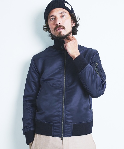 Magine（マージン）の「NYLON THINSULATE STAND RIB MA-1 JKT:ナイロン シンサレート スタンドリブ MA-1 22AW（MA-1・メンズ・ブラック/ネイビー/オリーブ・44/46/48）」の3枚目の写真