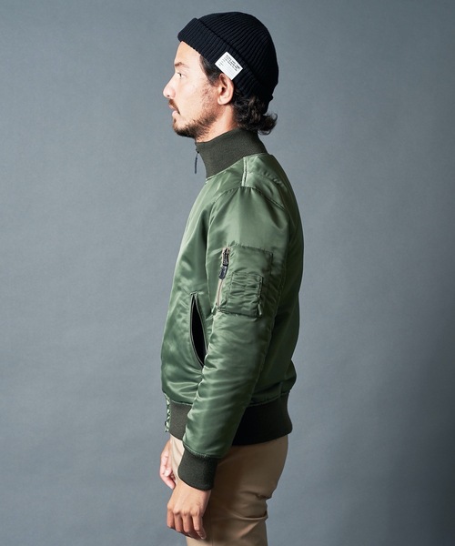 Magine（マージン）の「NYLON THINSULATE STAND RIB MA-1 JKT:ナイロン シンサレート スタンドリブ MA-1 22AW（MA-1・メンズ・ブラック/ネイビー/オリーブ・44/46/48）」の8枚目の写真