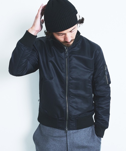 Magine（マージン）の「NYLON THINSULATE STAND RIB MA-1 JKT:ナイロン シンサレート スタンドリブ MA-1 22AW（MA-1・メンズ・ブラック/ネイビー/オリーブ・44/46/48）」の14枚目の写真