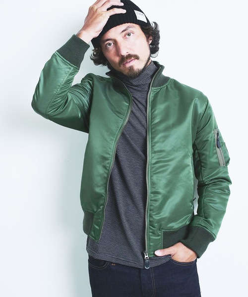 Magine（マージン）の「NYLON THINSULATE STAND RIB MA-1 JKT:ナイロン シンサレート スタンドリブ MA-1 22AW（MA-1・メンズ・ブラック/ネイビー/オリーブ・44/46/48）」の4枚目の写真